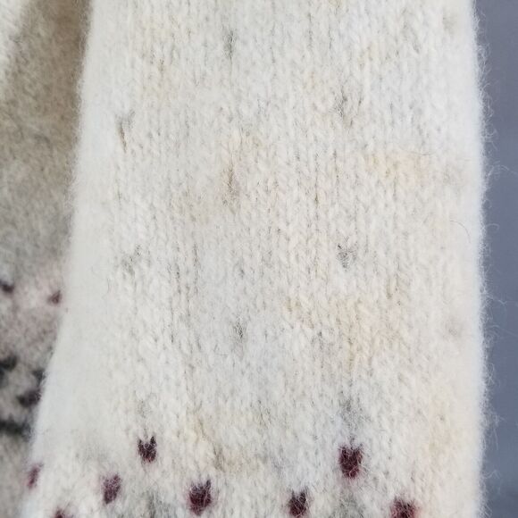 L L Bean sweater mens large White Gray Brown Wool Silk Crew Neck Winter FLAWED - Picture 5 of 15